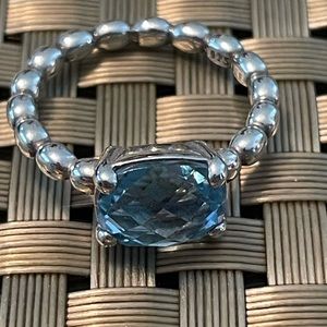 Pandora Silver Ring with Blue Stone Size 7 1/2